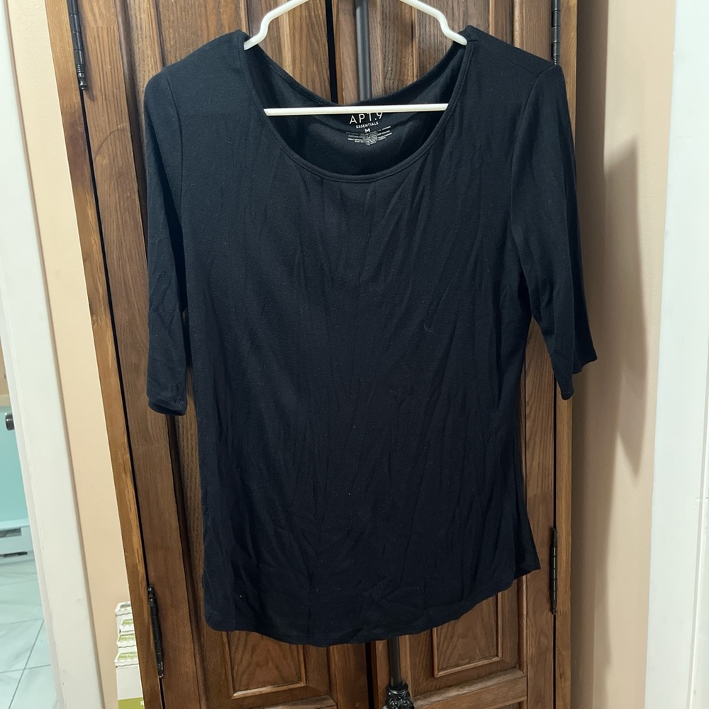 Apt. 9 Black Fitted 3/4 Sleeve T-Shirt